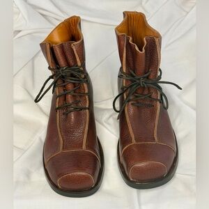 Men's Premium Brown Leather Lace-Up Boots